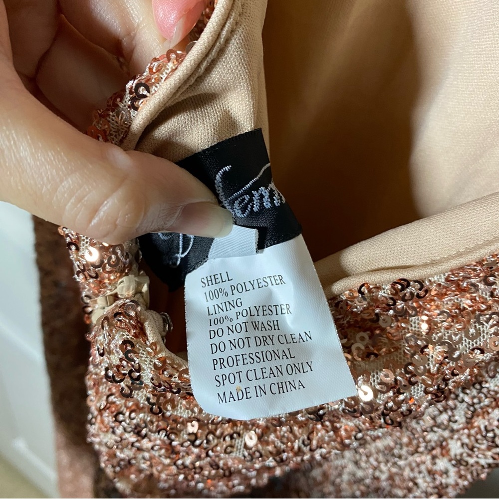 La Femme Sparkling Tan Maxi Dress - Picture 13 of 16